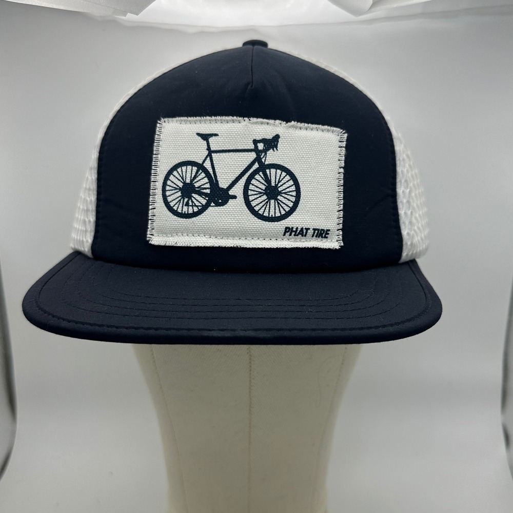 Phat‎ Tire Trucker Hat Black White Mesh Patch Bicycle Cycling Cap Adjustable